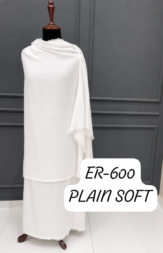 Plain soft white Ahram displayed on a mannequin
